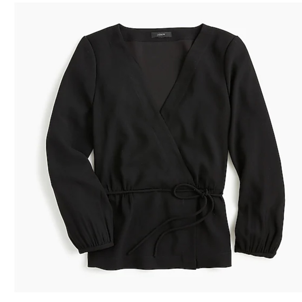 NWT J.Crew crepey faux wrap top 0P in black